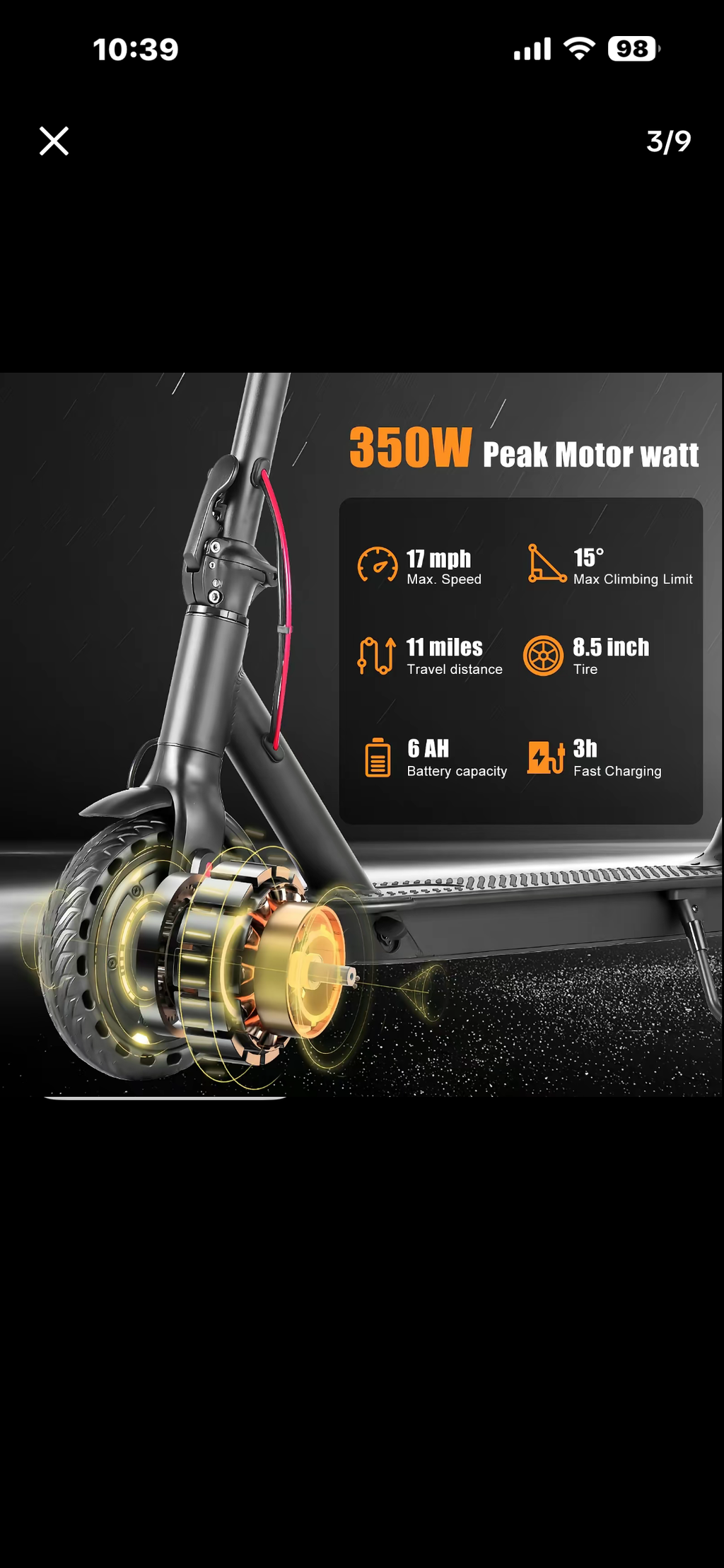 Scooter Eléctrico 350W – Smart LED, App Control, 17 mph