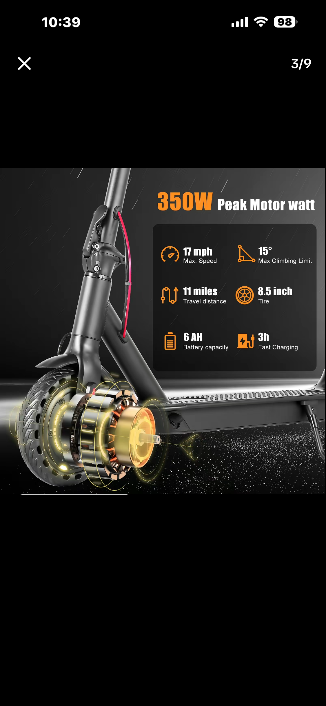 Scooter Eléctrico 350W – Smart LED, App Control, 17 mph