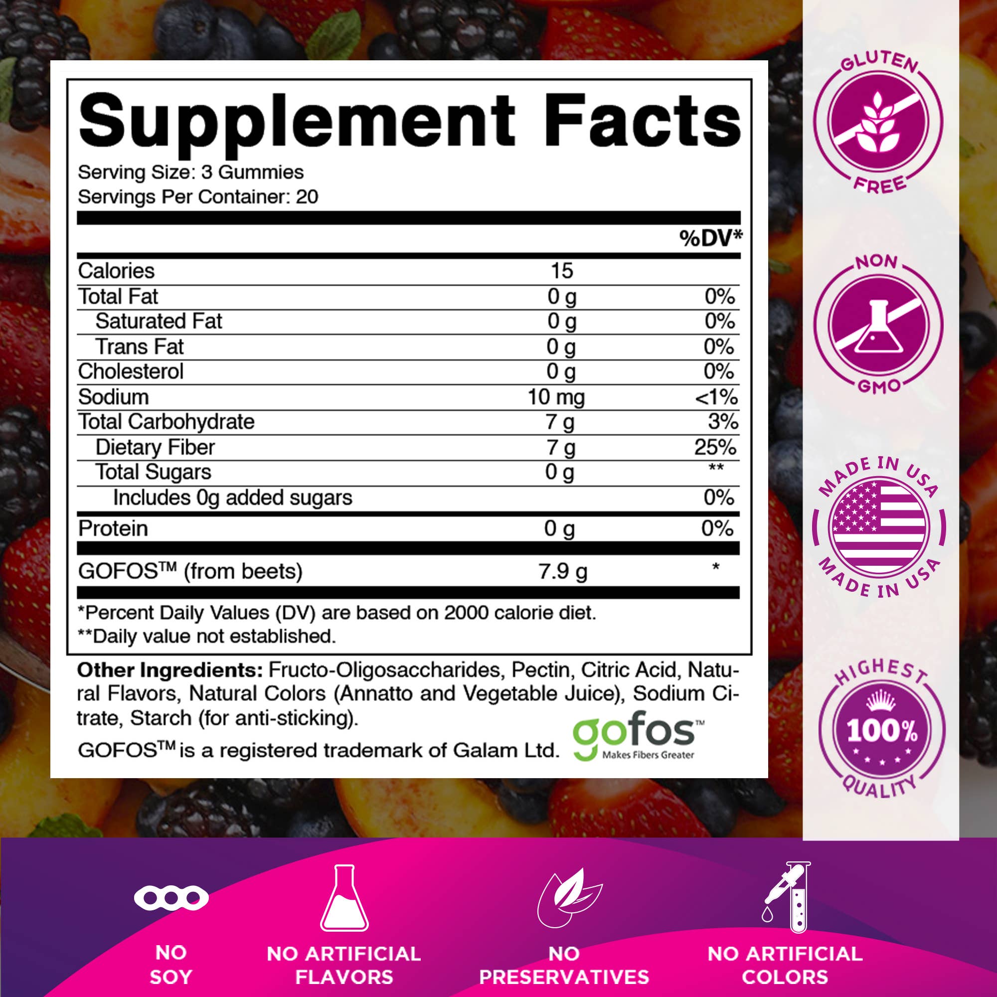 Vitamatic Fibra prebiótica | 7 g de fibra | 60 gominolas
