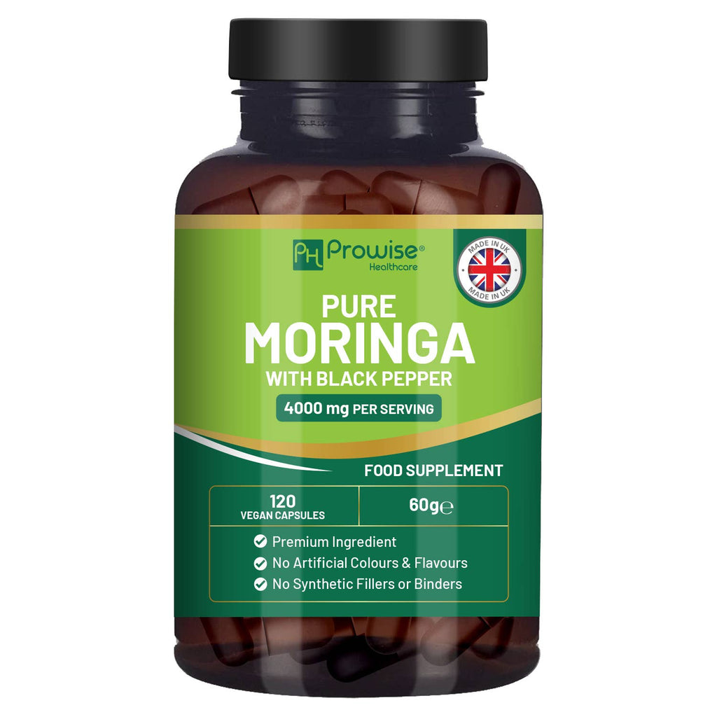 Pura Moringa 4000mg - 120 Cápsulas Veganas con Pimienta Negra