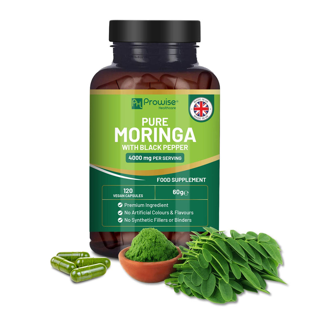 Pura Moringa 4000mg - 120 Cápsulas Veganas con Pimienta Negra