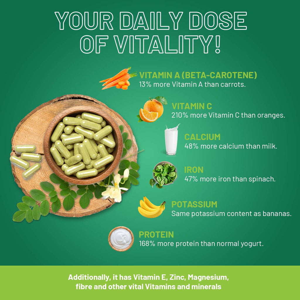 Pura Moringa 4000mg - 120 Cápsulas Veganas con Pimienta Negra