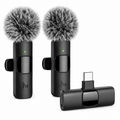 Micrófonos Lavalier Inalámbricos 2-Pack – USB-C, Plug & Play, Reducción de Ruido