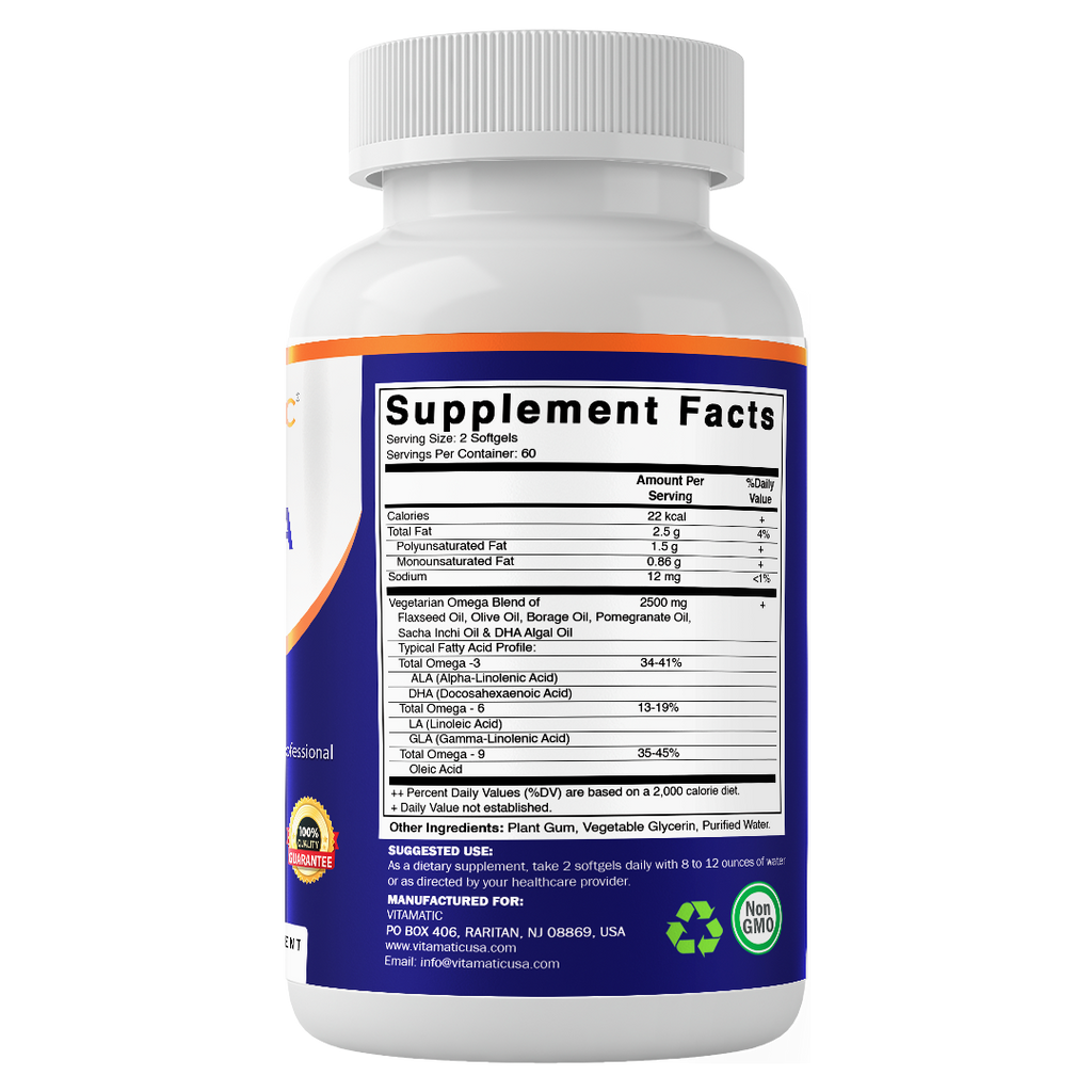 Vitamatic Vegano Omega 3-6-9 | 1250 mg | 120 cápsulas blandas veganas