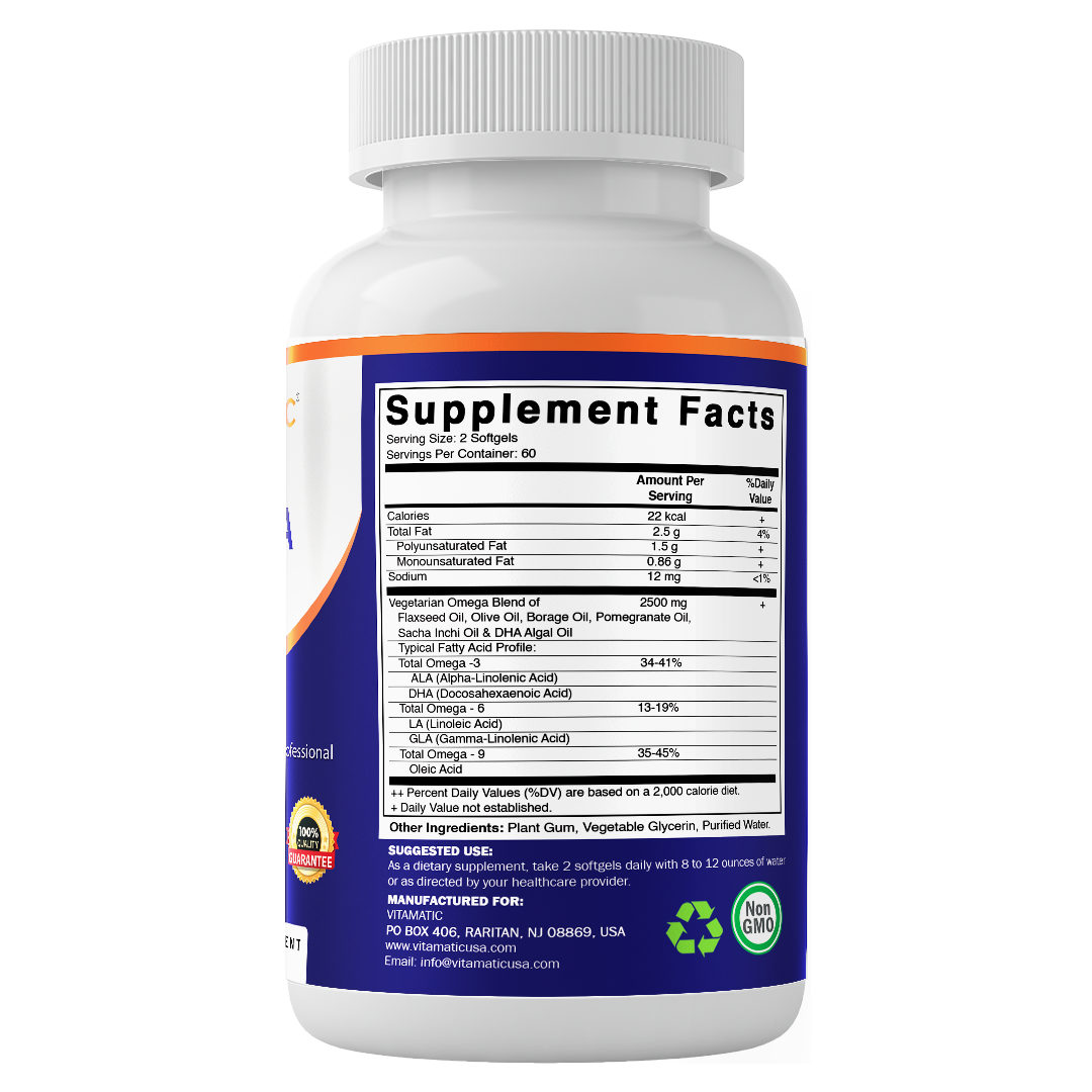 Vitamatic Vegano Omega 3-6-9 | 1250 mg | 120 cápsulas blandas veganas