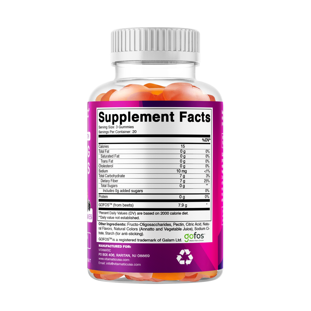 Vitamatic Fibra prebiótica | 7 g de fibra | 60 gominolas
