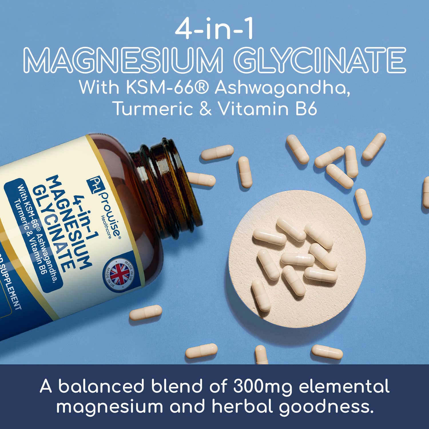 Glicinato de magnesio con ashwagandha, cúrcuma y vitamina B6