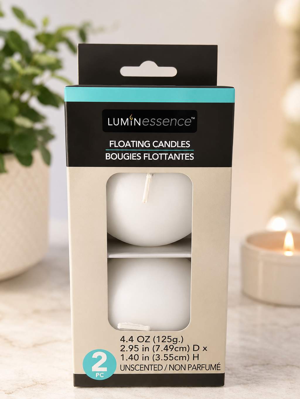 LUMINessence Floating Candles White 2-Pack