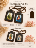 Escapulario Colombiano Hecho a Mano #4 - 6 cm x 5 cm - Cuero Sintético con Imágenes Religiosas