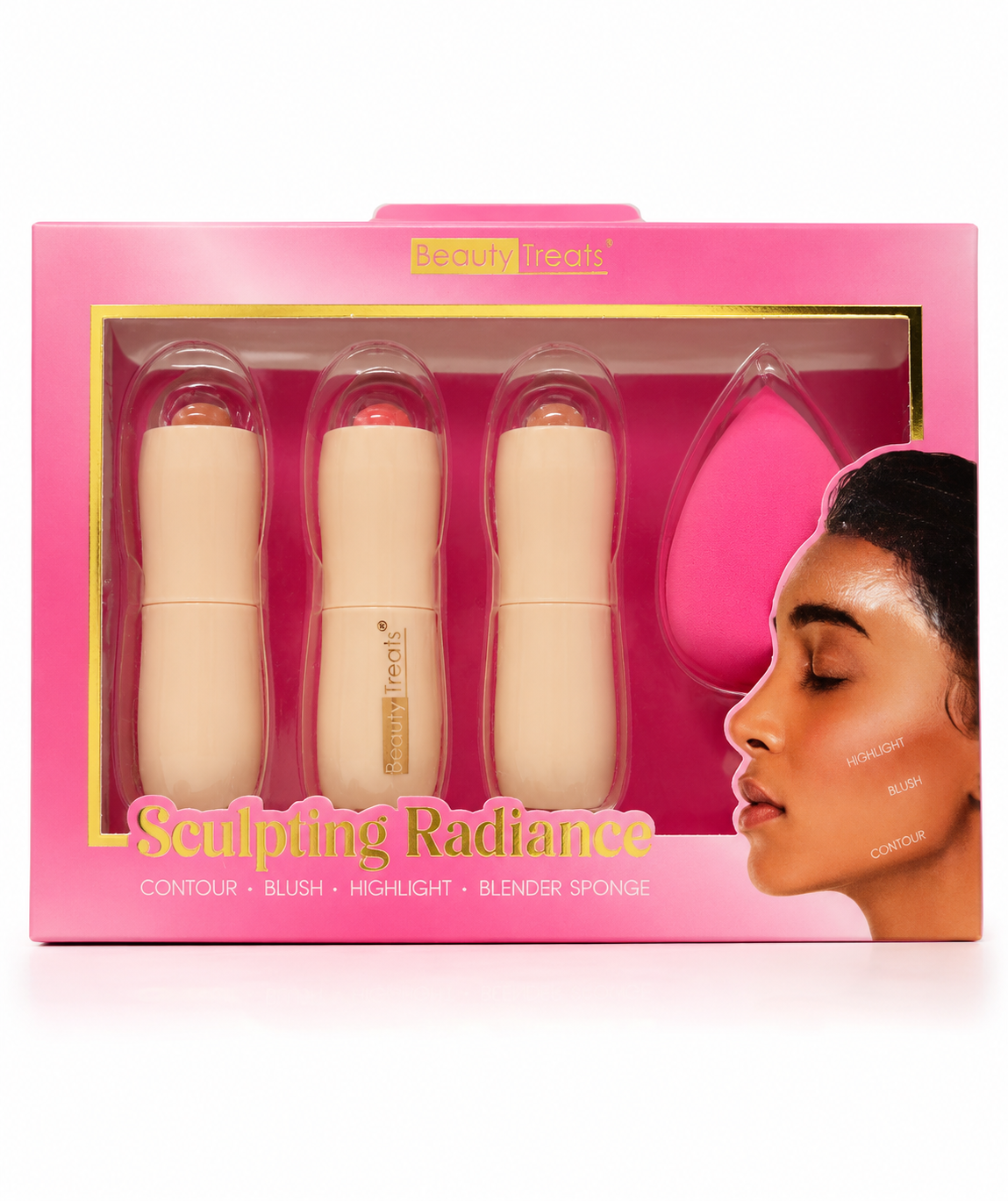 Beauty Treats Sculpting Radiance Kit - Contour, Blush, Highlight & Blender Sponge