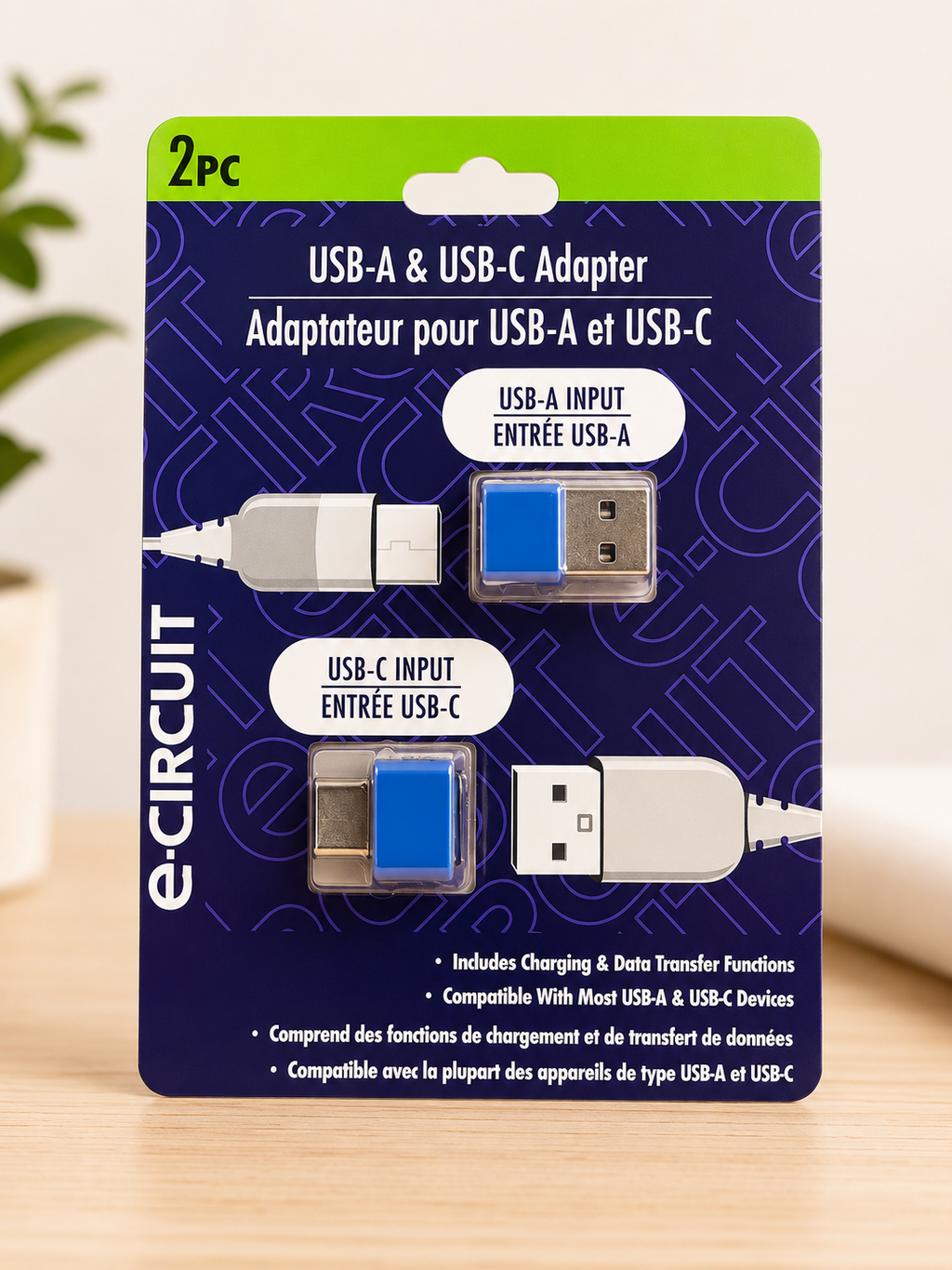 e-CIRCUIT USB-A & USB-C Adapter 2-Pack