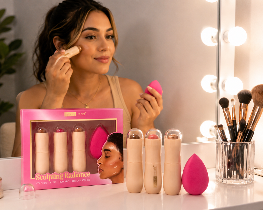 Beauty Treats Sculpting Radiance Kit - Contour, Blush, Highlight & Blender Sponge