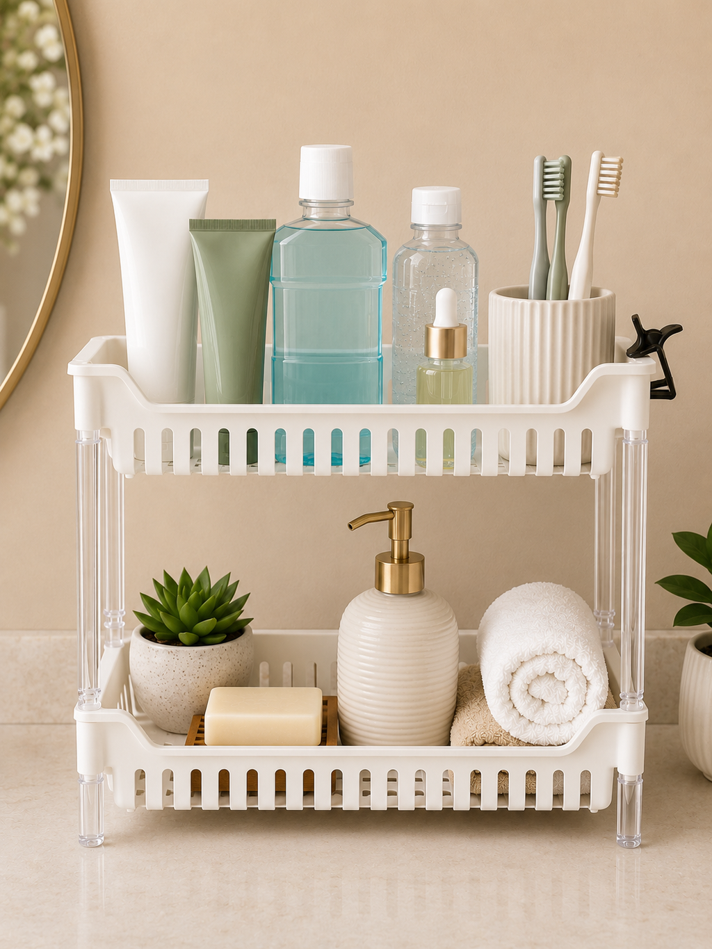 Organizador de Dos Niveles para Baño y Cocina