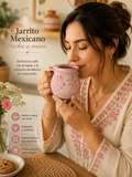 Jarrito mexicano de barro artesanal rosa