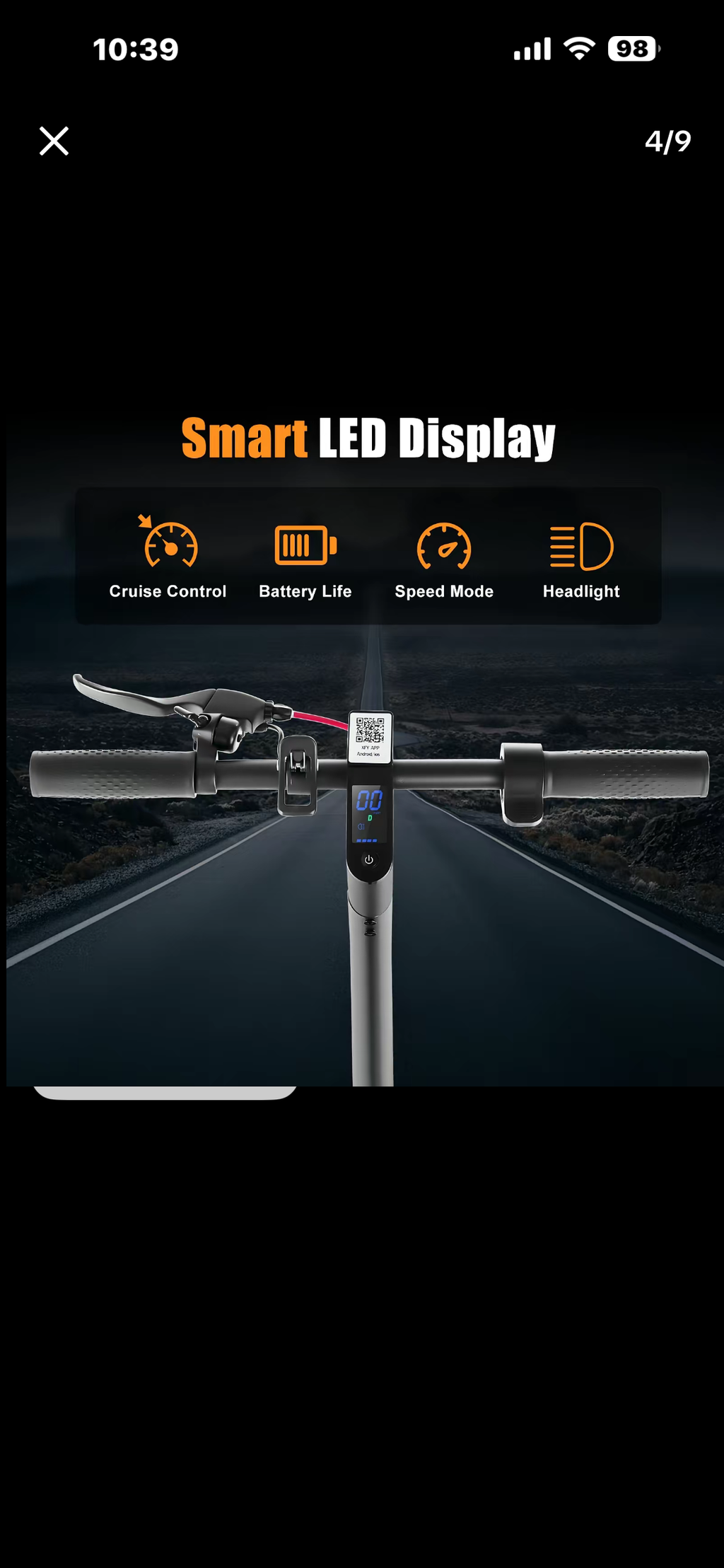 Scooter Eléctrico 350W – Smart LED, App Control, 17 mph