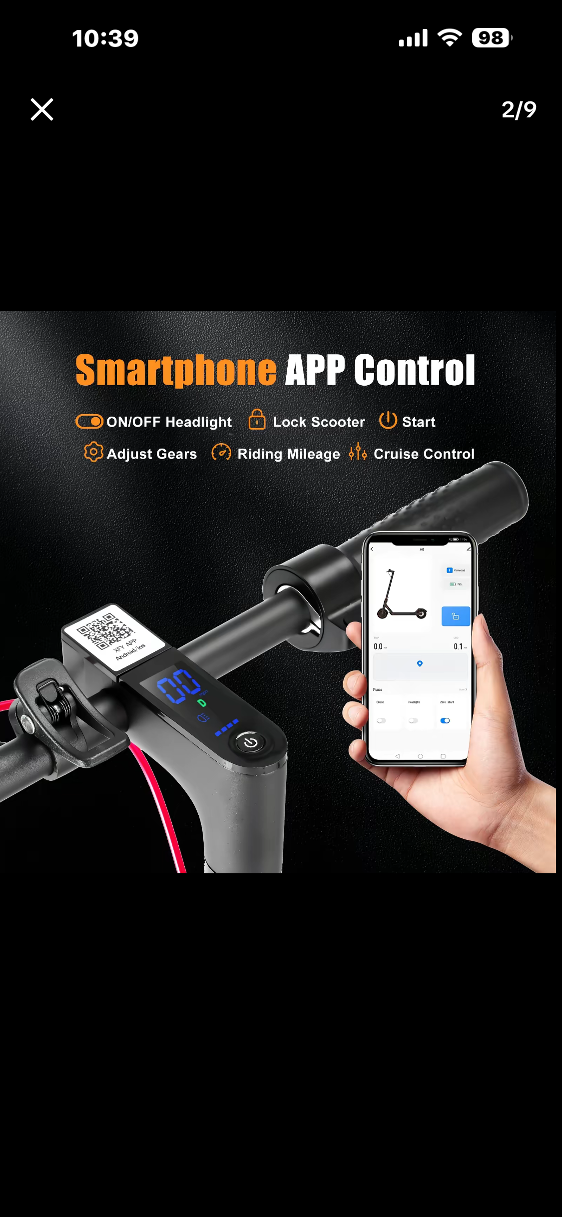 Scooter Eléctrico 350W – Smart LED, App Control, 17 mph
