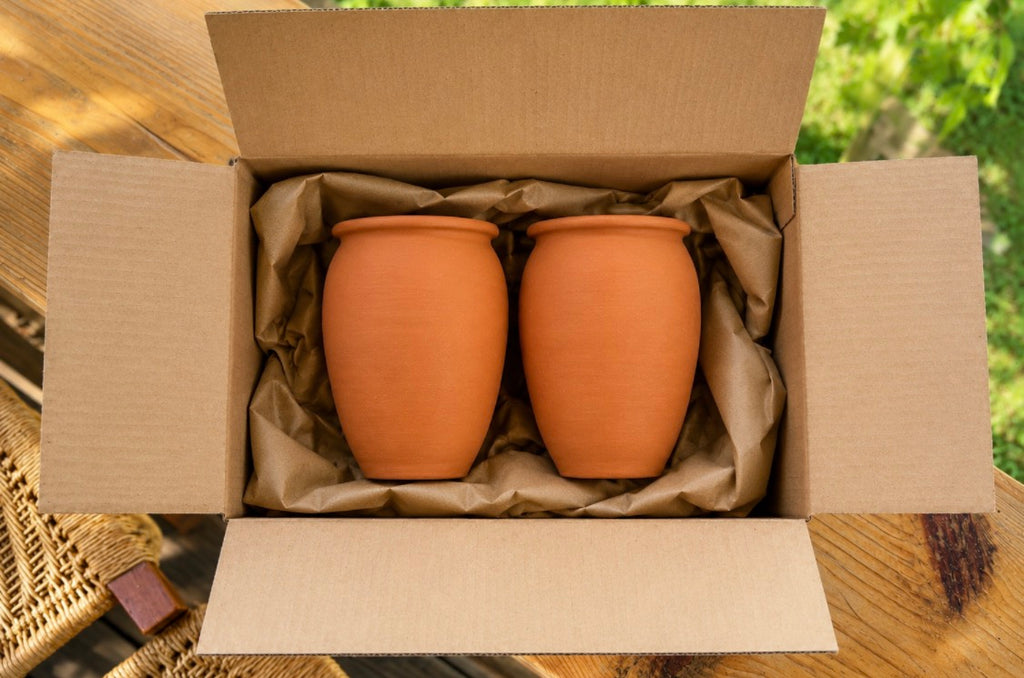Set de 2 Tazas Cantaritos  Artesanales de Barro Mexicano – 12 oz