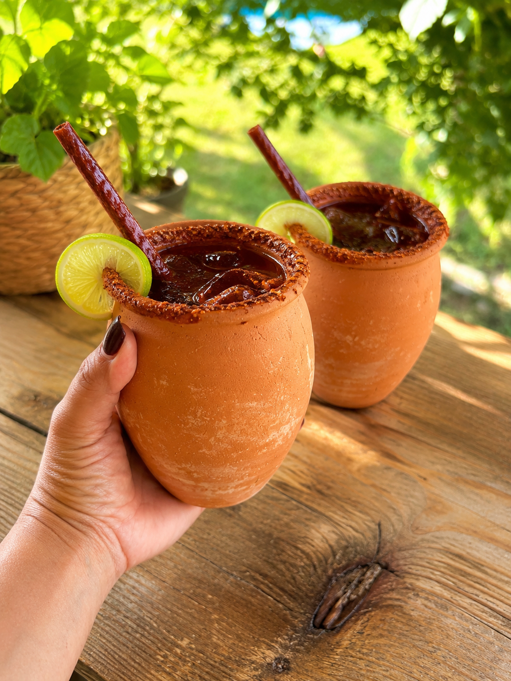 Set de 2 Tazas Cantaritos  Artesanales de Barro Mexicano – 12 oz