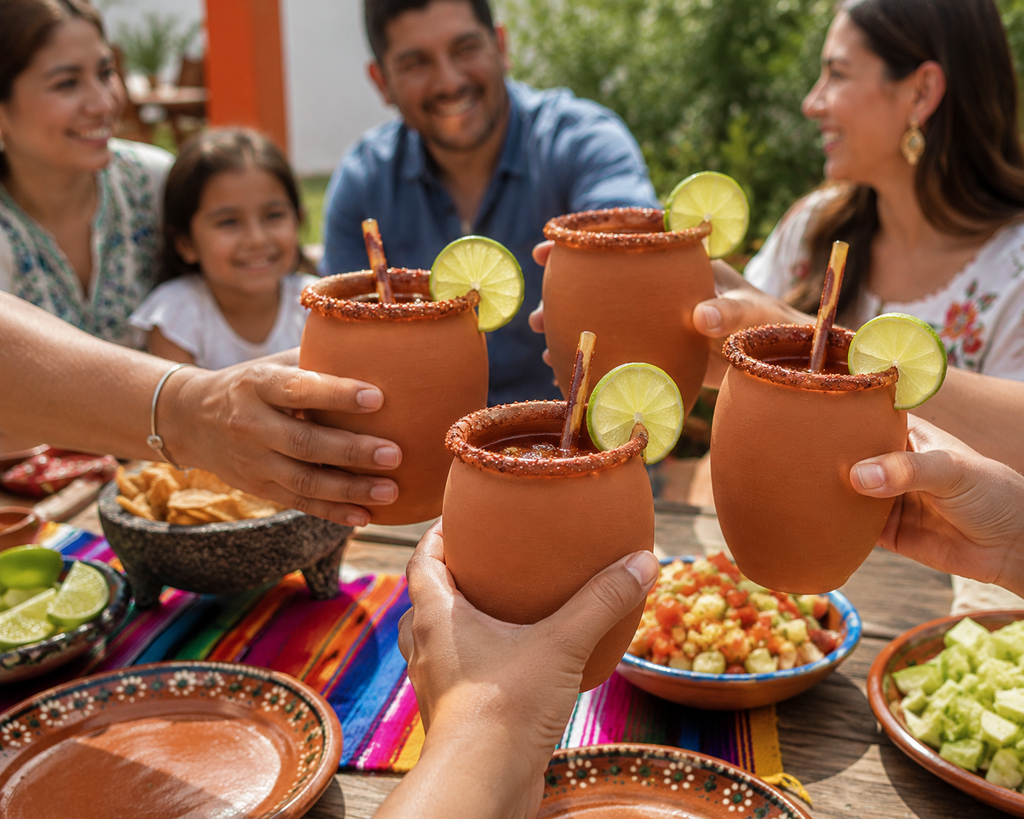 Set de 2 Tazas Cantaritos  Artesanales de Barro Mexicano – 12 oz