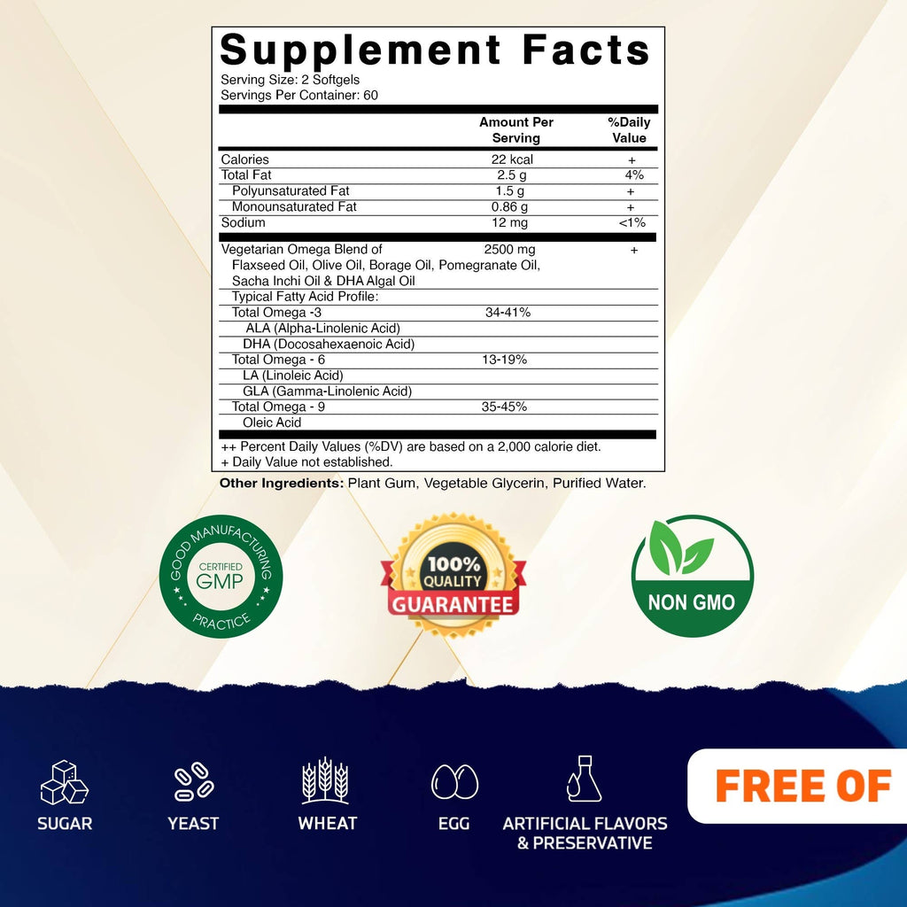 Vitamatic Vegano Omega 3-6-9 | 1250 mg | 120 cápsulas blandas veganas
