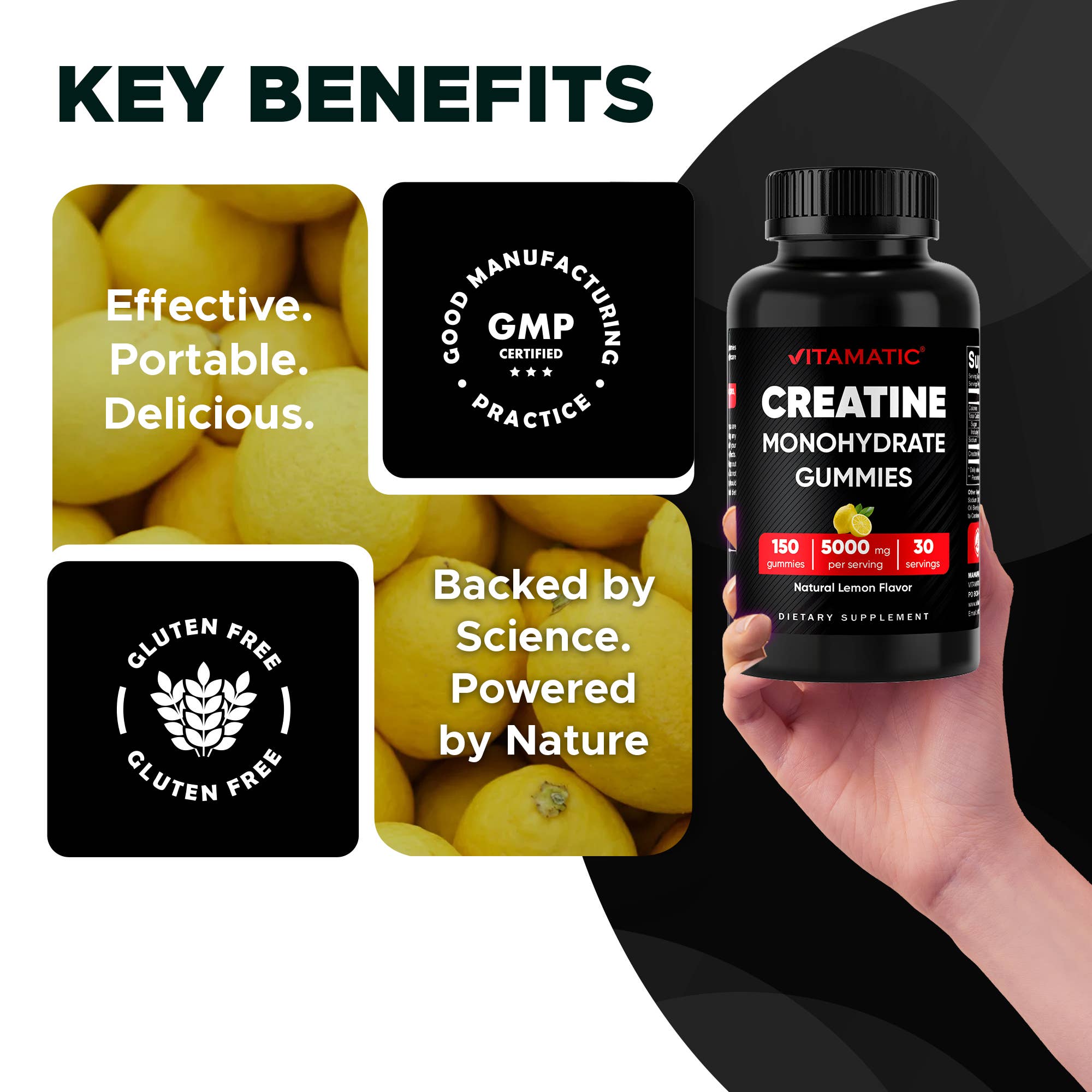 Vitamatic Creatina 5000 mg | Músculo y Energía | 150 unidades