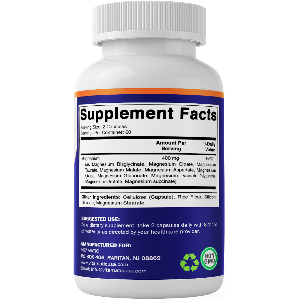 Vitamatic Complejo de Magnesio | Apoyo muscular y del sueño | 120 unidades