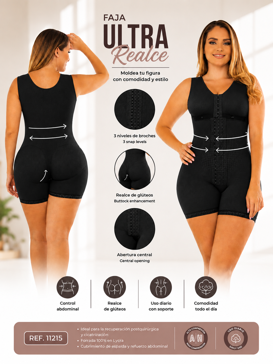Faja Ultra Realce Talla XS Negro Ref. 11215 - FAJATE